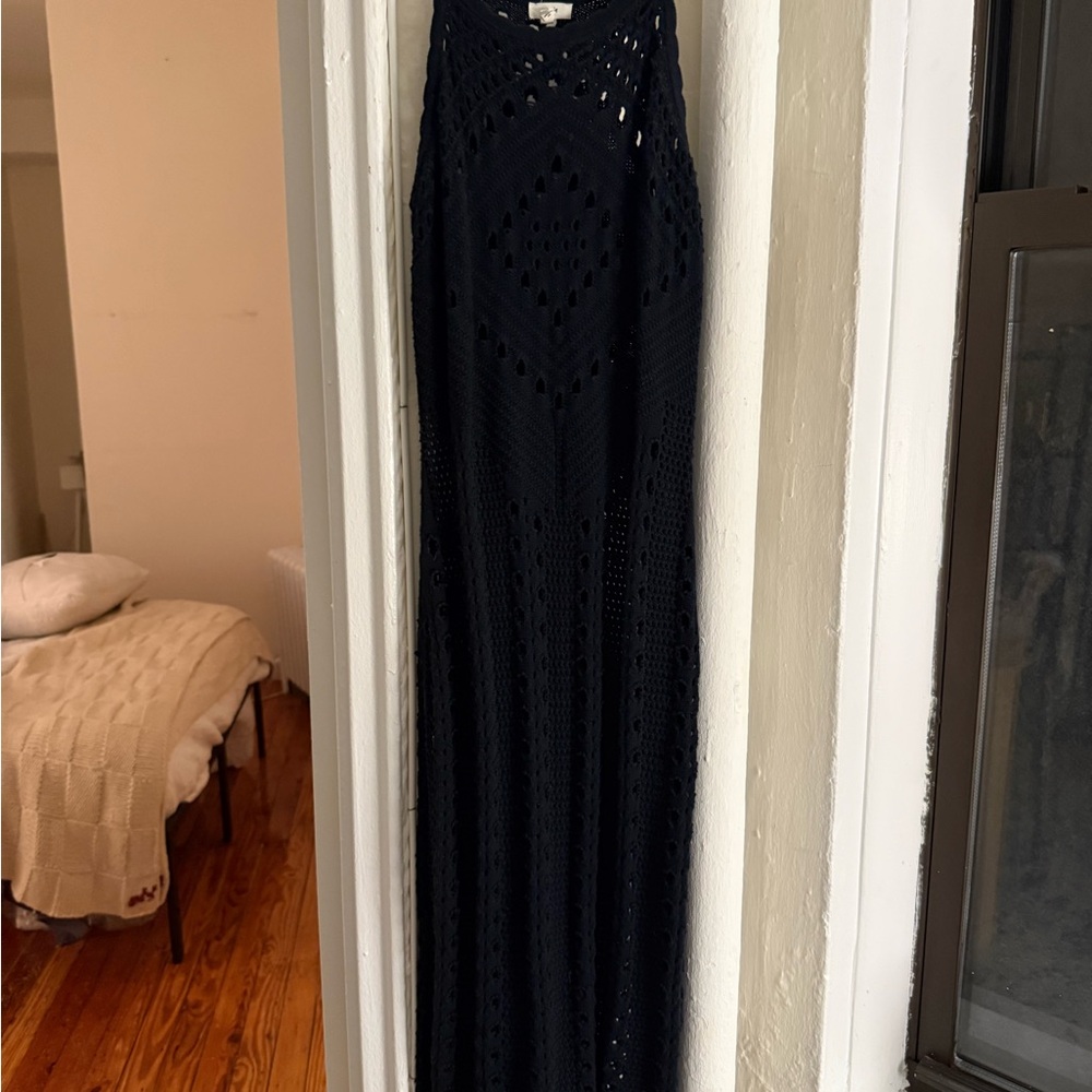 Aerie Black Crochet Maxi Dress